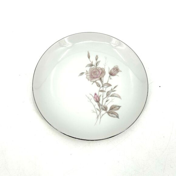 FINE CHINA JAPAN Set Of 4 Vintage Laura Starter Plate Floral Platinum Trim 6.25" - Picture 2 of 4